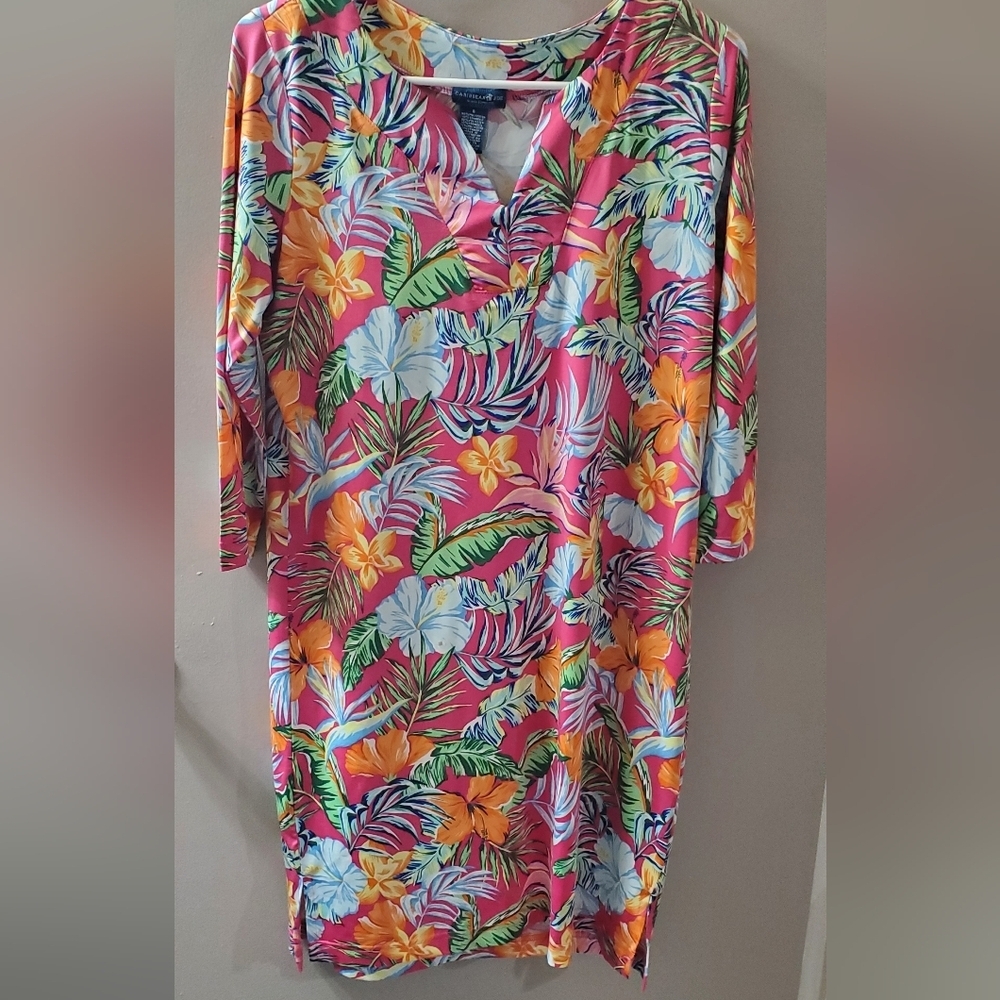 Caribbean Joe Multicolor Tropical Dress Sz S